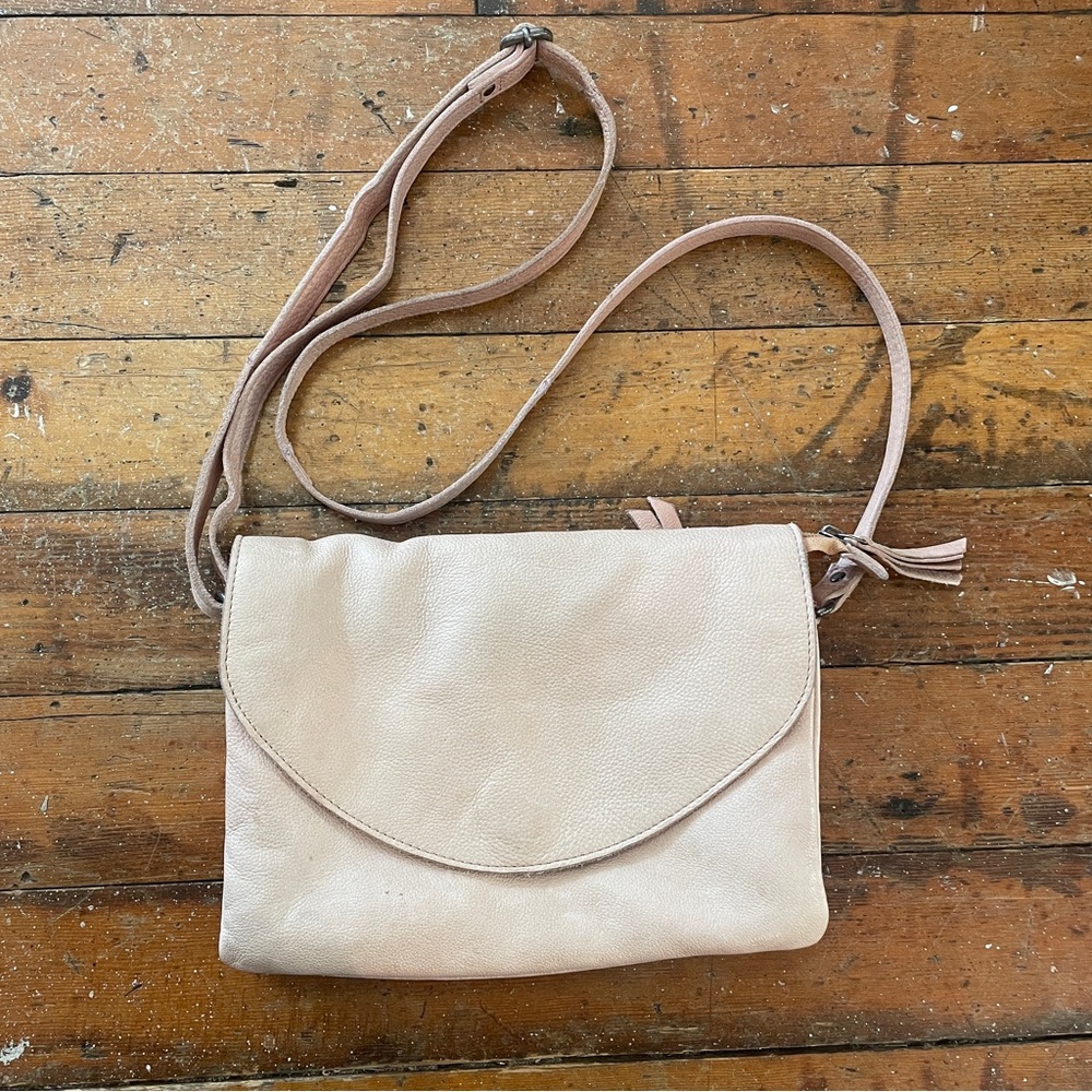 Latico full grain leather soft pink crossbody flap envelope purse